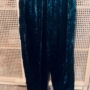 Ettitwe by Anthropologie Pants Women’s Size S Blue Crushed Velvet Baggy